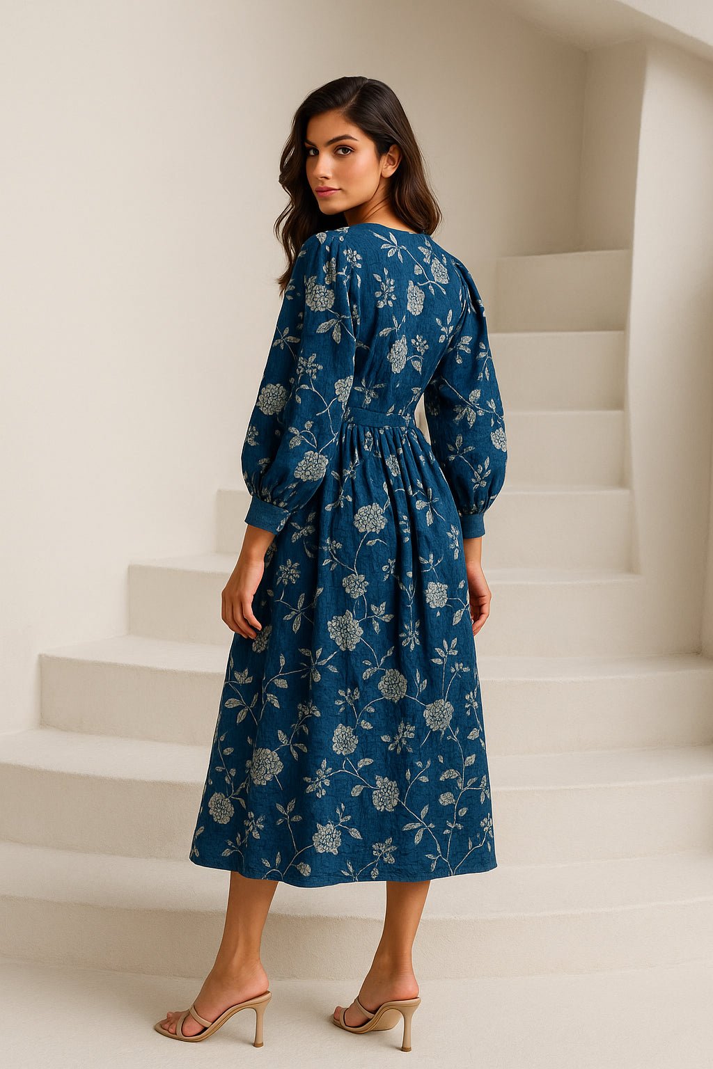 Indigo Printed Cotton Dress
