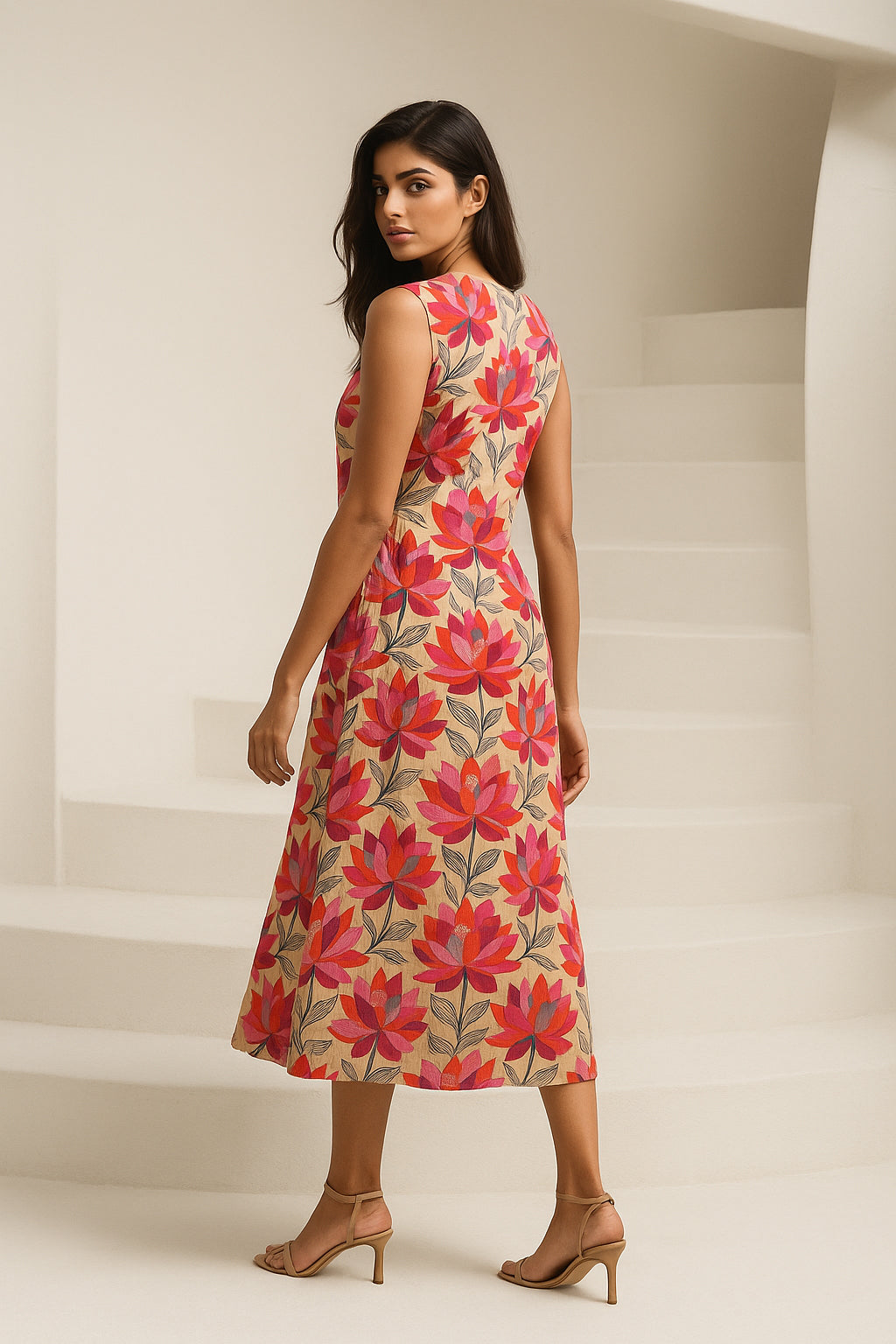 Lotus Printed Cotton Dress