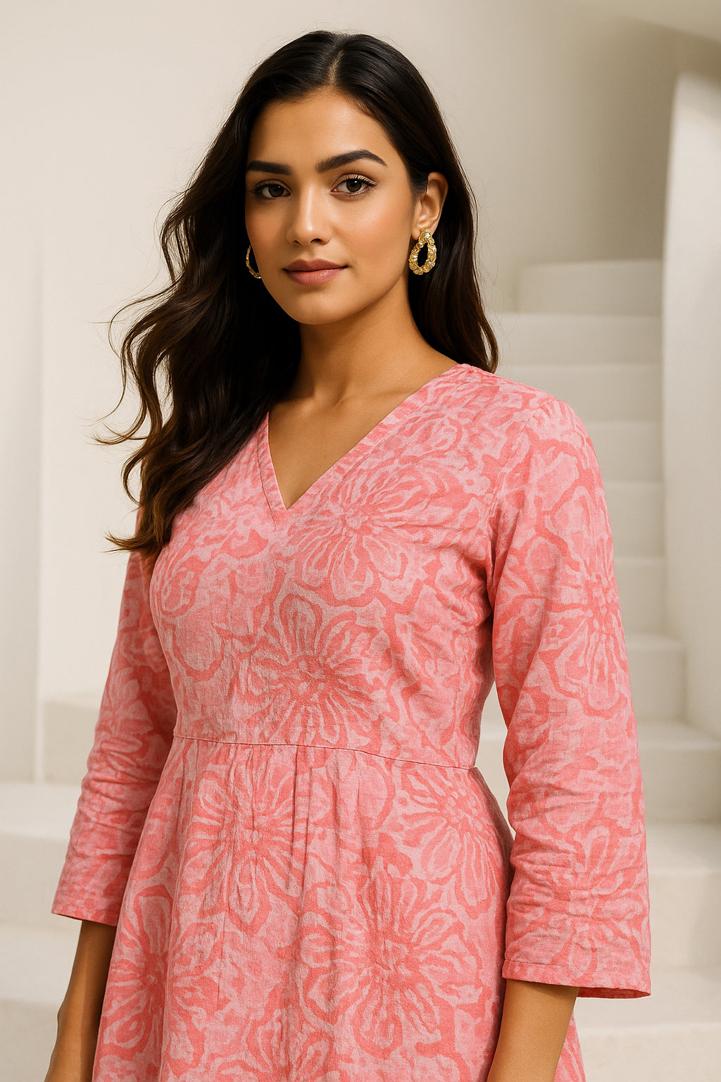 Pink Printed Cotton Dress