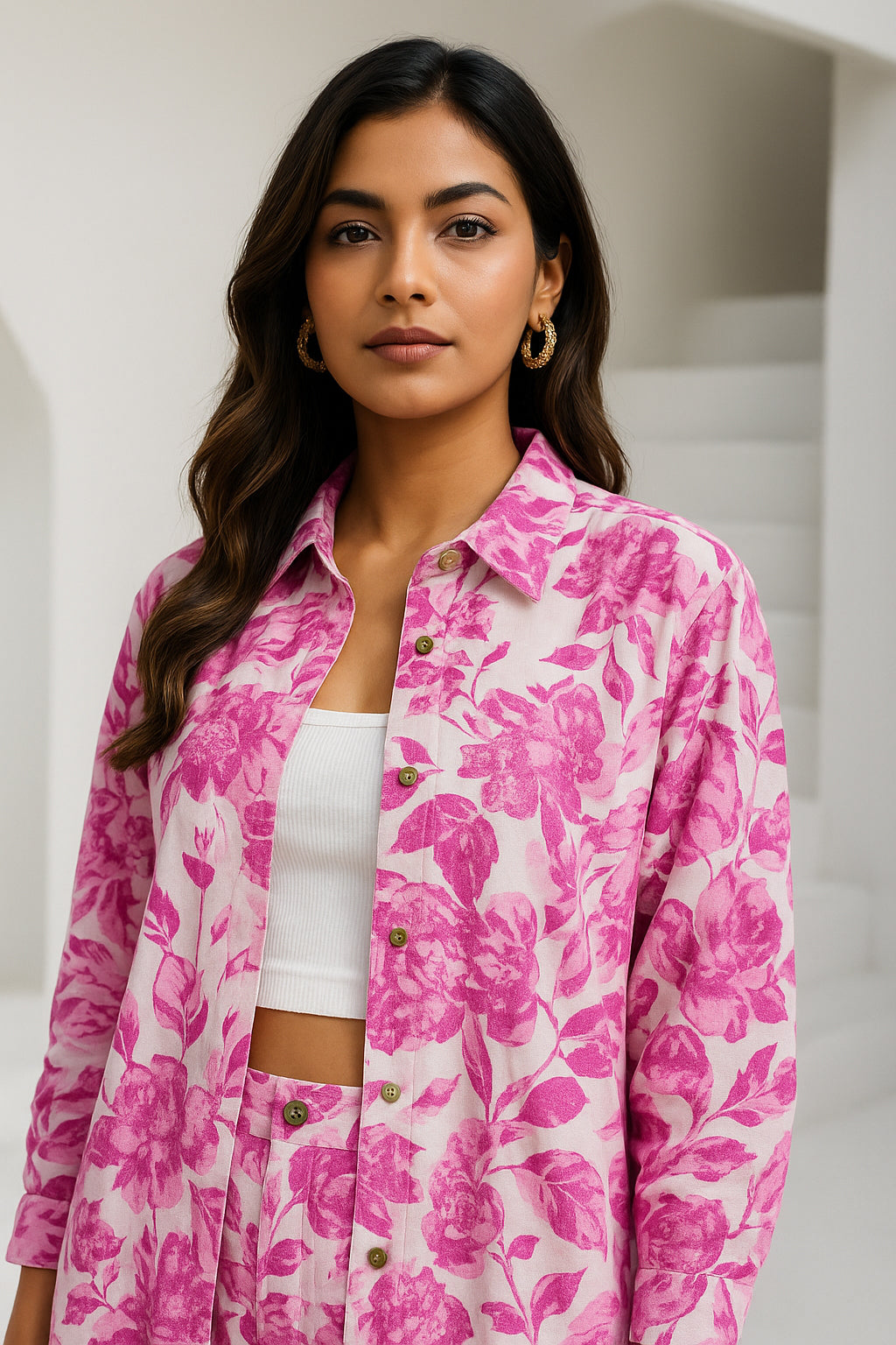 Pink Floral Cotton Co-ord Set