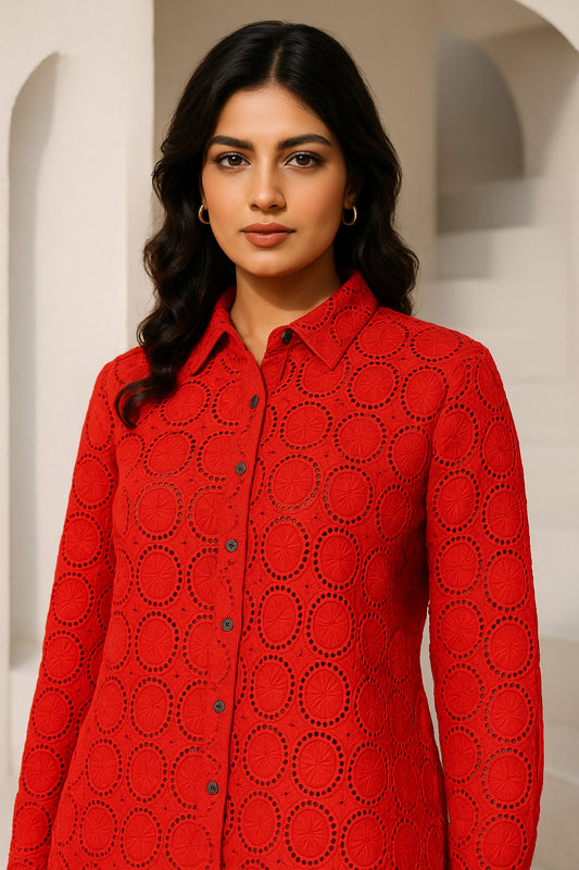 Red chiffli Cotton shirt