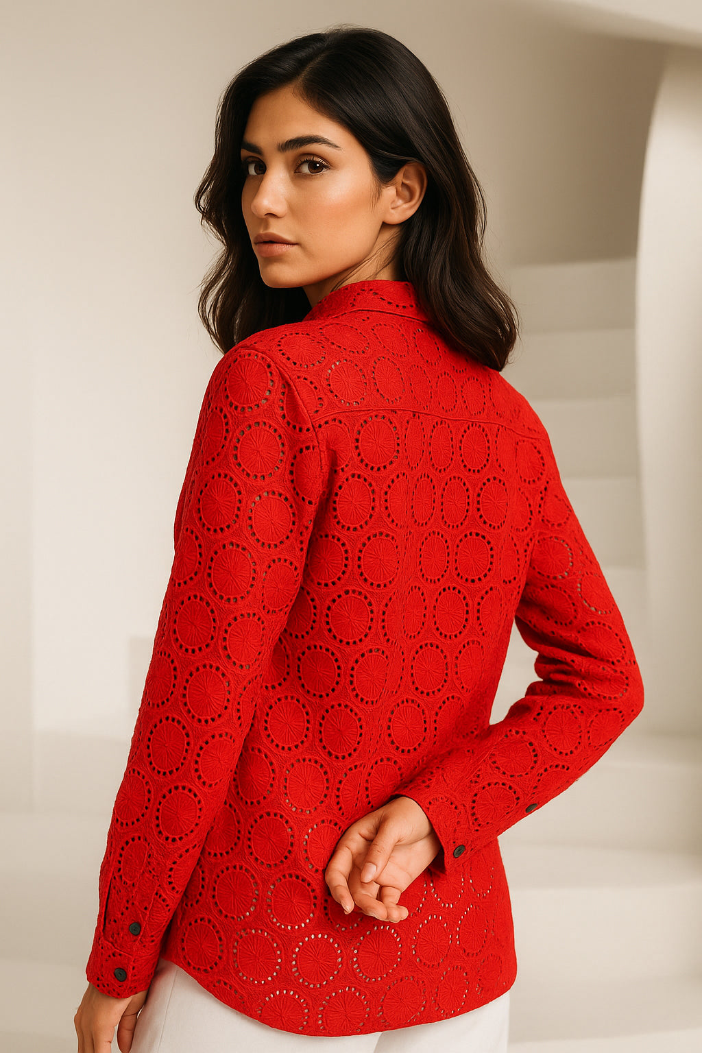 Red chiffli Cotton shirt