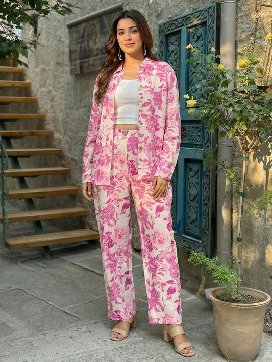 Pink Floral Cotton Co-ord Set