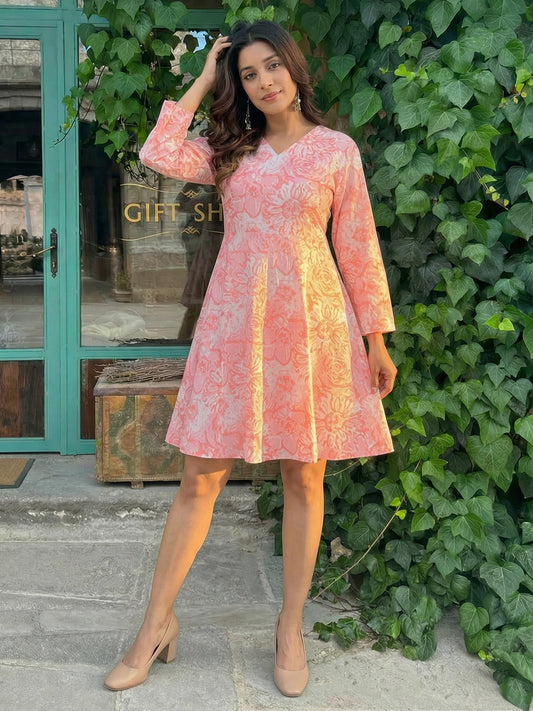 Pink Printed Cotton Dress