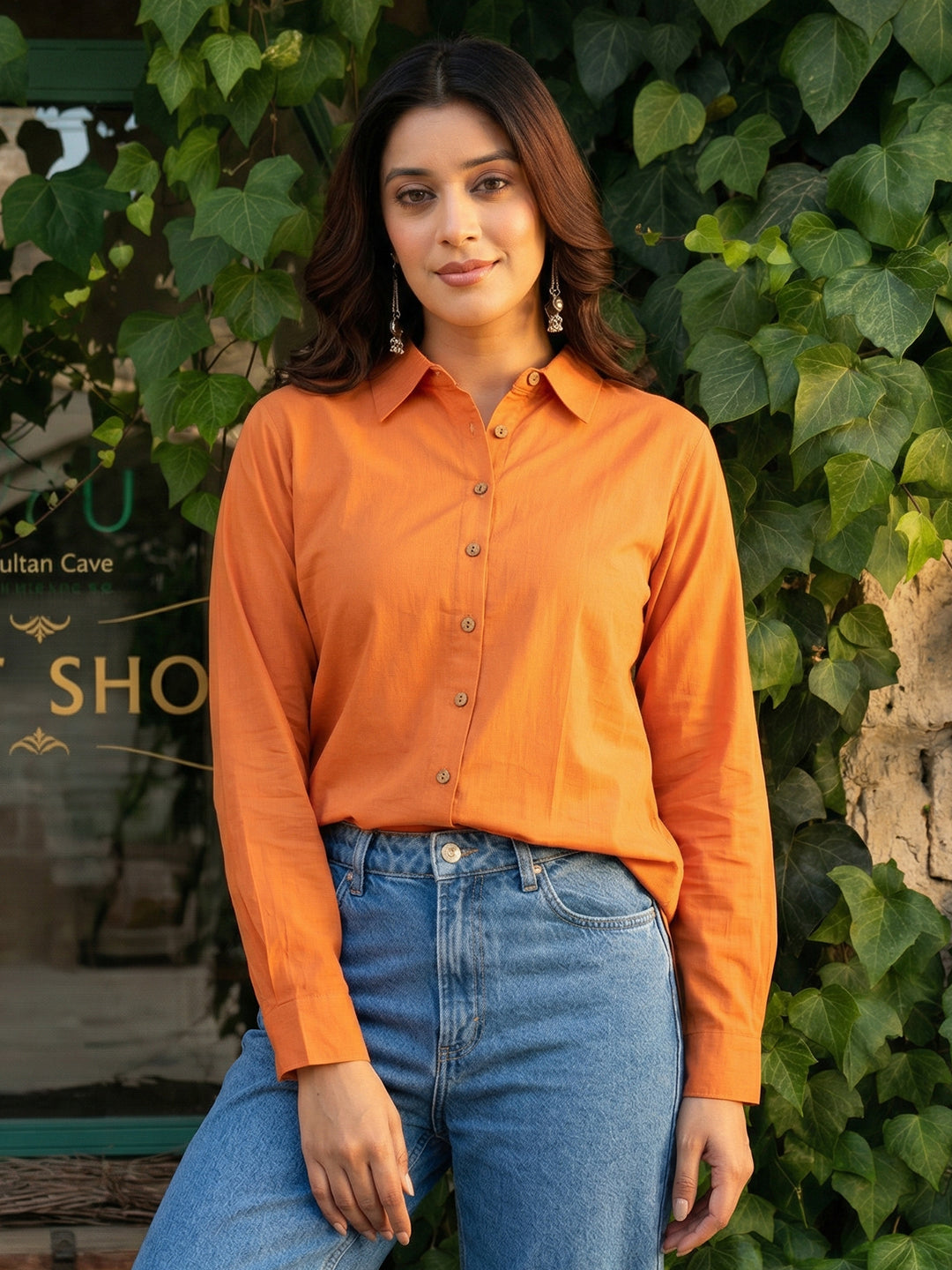 Rust Orange  Cotton shirt