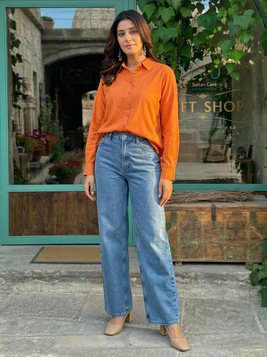 Rust Orange  Cotton shirt