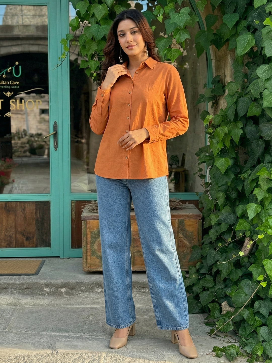 Rust Orange  Cotton shirt