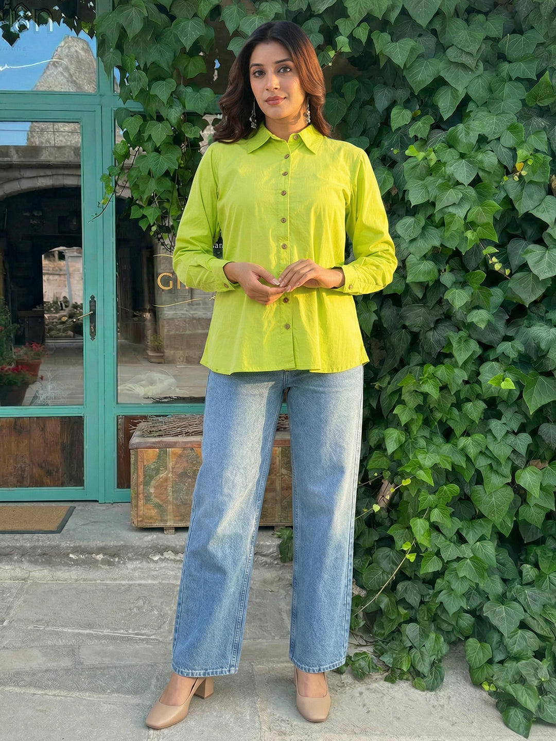 Neon Green  Cotton shirt