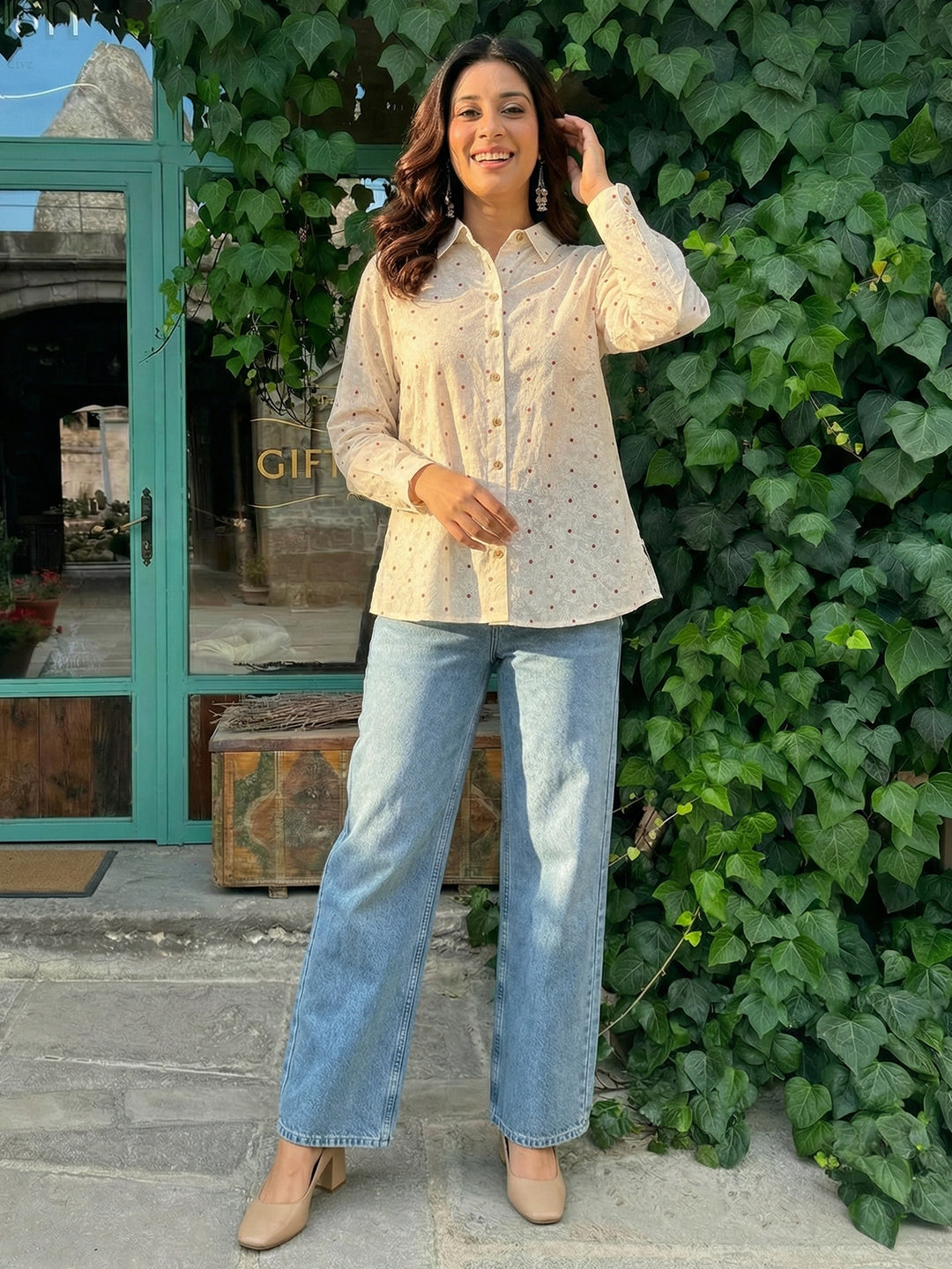 Off-white dot Printed Cotton shirt