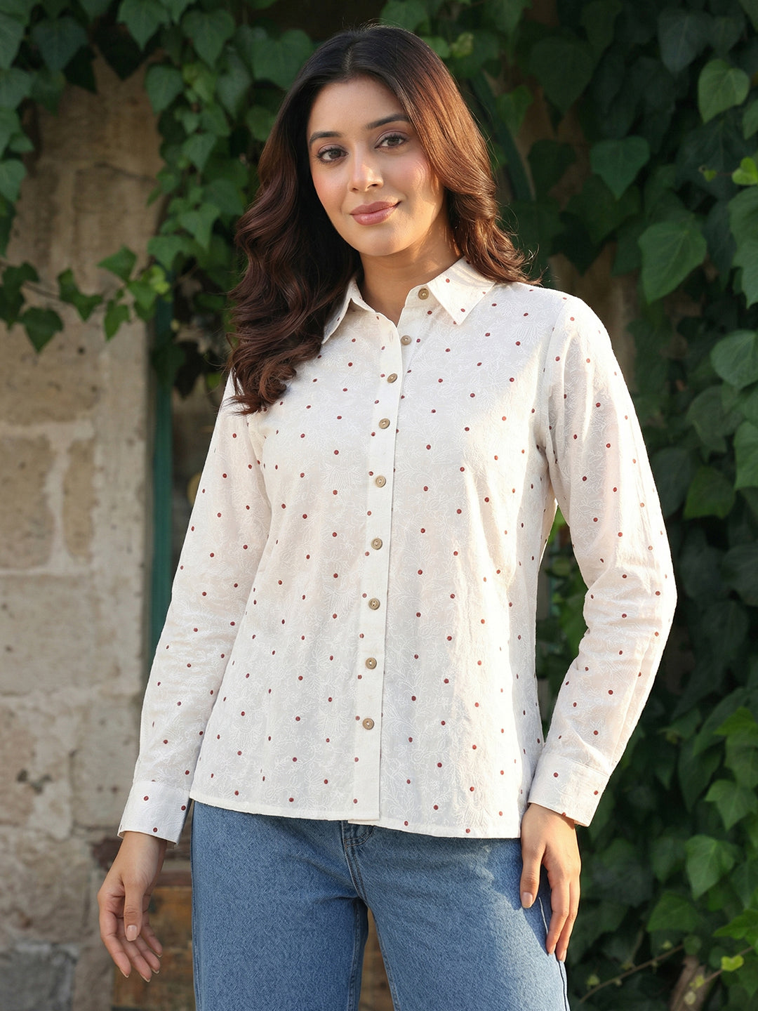 Off-white dot Printed Cotton shirt