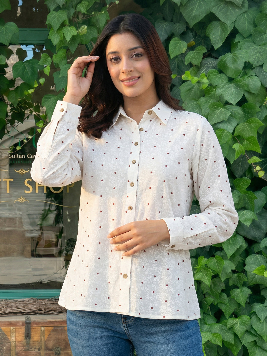 Off-white dot Printed Cotton shirt