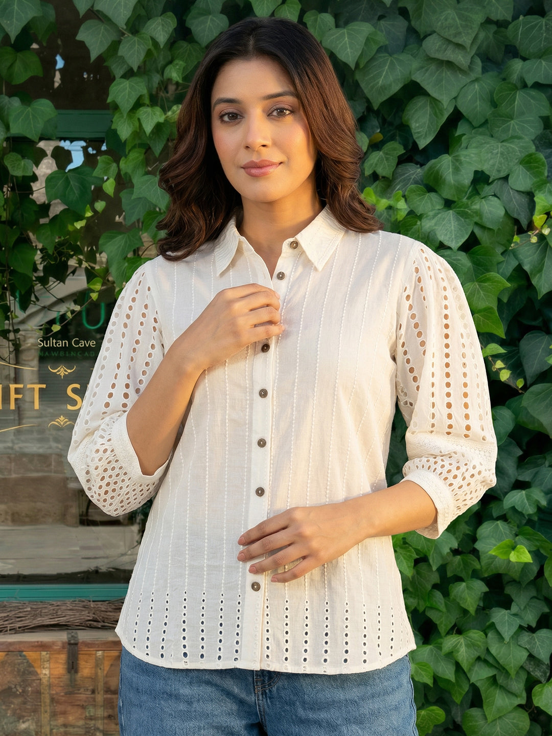 Off-White chiffli Cotton shirt